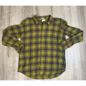 Columbia‎ Mens Large Lime Green Gray Regular Fit Long Sleeve Button Shirt